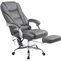 BellaFurn Silla de oficina con masaje - Silla ergonómica, diseño para la relajación, cuero de alta calidad | Color: Gris
