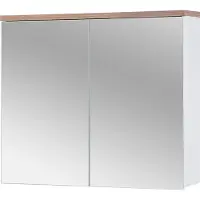 Comad Mueble de baño con espejo, 80 cm, blanco, diseño moderno, 2 puertas