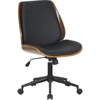 BellaFurn Silla de oficina, giratoria 360°, tapizada en cuero sintético – estructura en /cromado | Color: nogal/ | Color base: