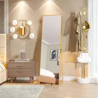 Moonbite Espejo cosmético rectangular de vidrio templado, con marco de aluminio dorado, de 1400 x 400 mm, con un diseño elegante y moderno, ideal para dormitorios o baños