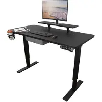Hilodesk Escritorio eléctrico de 140 cm con altura ajustable, para oficina en casa, con soporte para monitor y cajón,