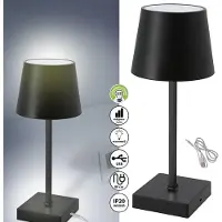 Cepewa Lámpara de mesa LED, con batería, control táctil, regulable, altura 26 cm