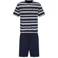 Hajo Pijama corto azul oscuro / gris moteado / verde