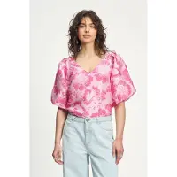Pom Amsterdam Top - Floral Jacquard Raspberry Talla: 38 | Blusas Outlet | Mujer | Rosa