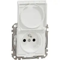 Schneider Electric Enchufe individual con toma de tierra, grado de protección IP44, color blanco, diseño Sedna & Elements, modelo SDD211013, marca Schneider