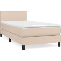 Syfax Cama box spring con colchón cuero sintético capuchino 100x200cm
