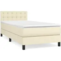 Syfax Cama box spring con colchón cuero sintético crema 90x190 cm
