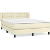 Syfax Cama box spring con colchón cuero sintético crema 140x190 cm