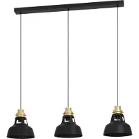 Eglo Lámpara colgante Espinardo, ideal para iluminar una mesa de comedor. Lámpara de tres luces con diseño industrial, fabricada en metal con acabados en y dorado. Lámpara colgante con casquillo E27