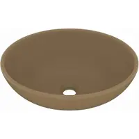 Syfax Lavabo de lujo ovalado cerámica crema mate 40x33 cm