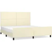 Syfax Estructura de cama con cabecero cuero sintético crema 180x200cm