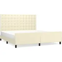 Syfax Estructura de cama con cabecero cuero sintético crema 180x200cm