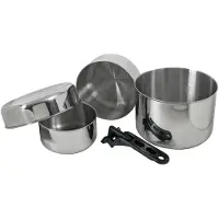 Relags - Biwak Stainless Steel 3 - Juego de ollas size 0,75 + 1,1 + 2,8 l, gris