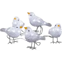 Konstsmide - Juego de 5 aves de acrílico con tecnología LED, 40 diodos blancos fríos, transformador exterior de 24V, cable transparente; modelo 6144-203