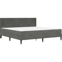 vidaXL Estructura de cama con colchón, color gris oscuro, 200 x 200 cm, tapizada en terciopelo