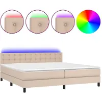vidaXL Cama con somier y colchón, color cappuccino, 200x200 cm