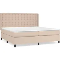 Syfax Base de cama con somier, colchón color café con leche, 200x200 cm, tapizado en cuero sintético