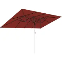 OEM Paraguas doble, rectangular, de 295x150 cm - sombrilla grande - color burdeos