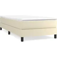 Syfax Cama box spring con colchón cuero sintético crema 90x190 cm