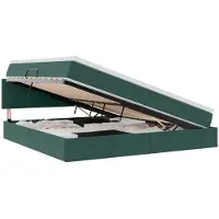 vidaXL : Cama con almacenamiento LED y colchón, color verde oscuro, 200 x 200 cm, tapizada en terciopelo