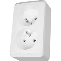 Schneider Electric Enchufe empotrado doble con toma de tierra, color blanco, marca PRIMA
