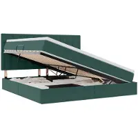 vidaXL : Cama con almacenamiento LED y colchón, color verde oscuro, 200 x 200 cm, tapizada en terciopelo