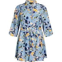 Zizzi Blusa 'Vkam' azul denim / azul claro / amarillo claro / lila claro