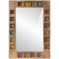 vidaXL Espejo de baño, estilo natural, 50 x 70 x 3 cm, madera maciza de mango