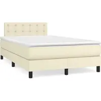 Syfax Cama box spring con colchón cuero sintético crema 120x200 cm