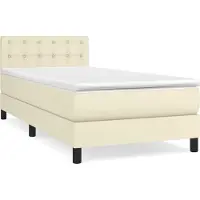 Syfax Cama box spring con colchón cuero sintético crema 90x190 cm