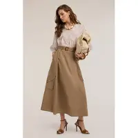 Motivi Cotton Poplin Cargo Skirt Brown Talla: 36 | Faldas Maxi Outlet | Mujer | Marrón