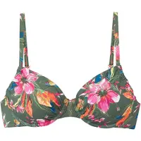 LASCANA Top de bikini 'Malia' verde / naranja oscuro / rosa / blanco