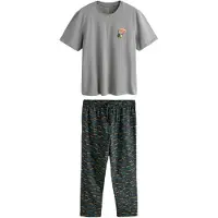 Next Pijama largo 'Guinness' azul cian / amarillo pastel / gris / antracita