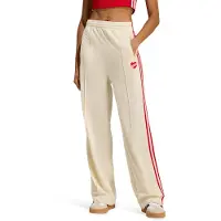 Adidas Pantalón 'Firebird' rojo oscuro / blanco lana