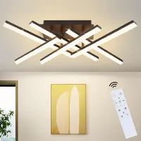 ZMH Lámpara de techo LED , 36W, regulable, diseño moderno en color negro, con mando a distancia, fabricada en metal, ideal para salón, cocina, comedor, habitación juvenil o dormitorio