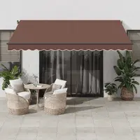 Prolenta Maison Exclusive - Toldo manual de 4 x 3,5 metros, color marrón, 100% poliéster