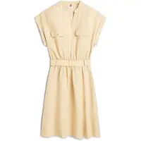 Tommy Hilfiger para mujer. WW0WW49659 Vestido camisero corto con cinturón beige (XS), Casual, Lino, outlet 2026.