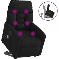 vidaXL Sillón de masajes con ayuda para levantarse, color negro, tejido de microfibra