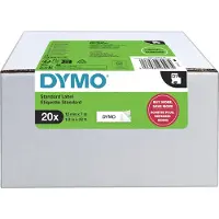 Dymo 2231632 cinta adhesiva negra sobre blanco de 12 mm, paquete económico de 20 unidades (original)