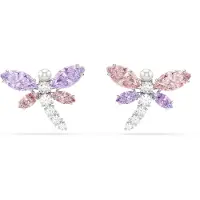 Swarovski Pendientes lila / rosa / plata