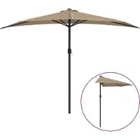 Syfax Sombrilla de balcón semicircular palo aluminio taupe 300x155cm