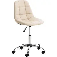 BellaFurn Silla de oficina ergonómica, silla de escritorio: acolchado cómodo, material sintético y ajustable | Color: crema