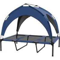 Northio Cama para perros elevada, para exteriores, con dosel, transpirable, ideal para perros grandes, color azul oscuro Oxford, 106 x 76 x 94 cm