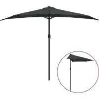 Syfax Sombrilla de balcón semicircular palo aluminio gris 300x155 cm