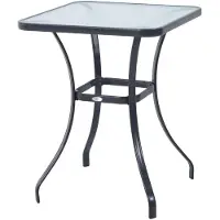 Northio Mesa de jardín cuadrada, de cristal, resistente a la intemperie, color , 68,5 x 68,5 cm. Ideal para balcón o terraza