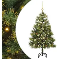 Syfax Árbol de Navidad artificial con ramas plegables y conos 150 cm
