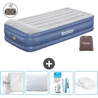Bestway Colchón inflable - Para 1 persona - 97 x 191 x 46 cm - Gris/Azul - Incluye accesorios