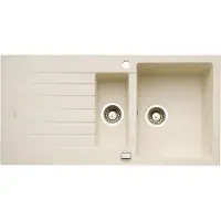 NABER Fregadero ANGOLA 150 en color magnolia, con grifo giratorio cromado / Un solo lavabo / Ancho del mueble: 60 cm
