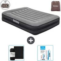 Bestway Colchón inflable - Para 2 personas - 152 x 203 x 46 cm - Gris - Incluye accesorios