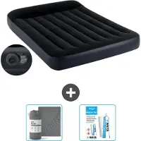 Intex Colchón inflable - Cama doble - 137 x 191 x 25 cm - Azul - Incluye bomba - Incluye sábanas ajustables y kit de reparación